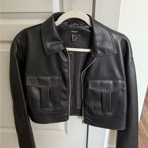 Forever 21 Black Leather Jacket Classic Motorcycle Style